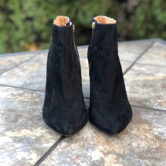 Calvin Klein Charlaine Black Suede Wedge Pointed Toe Ankle Booties 9.5 - Picture 2 of 12